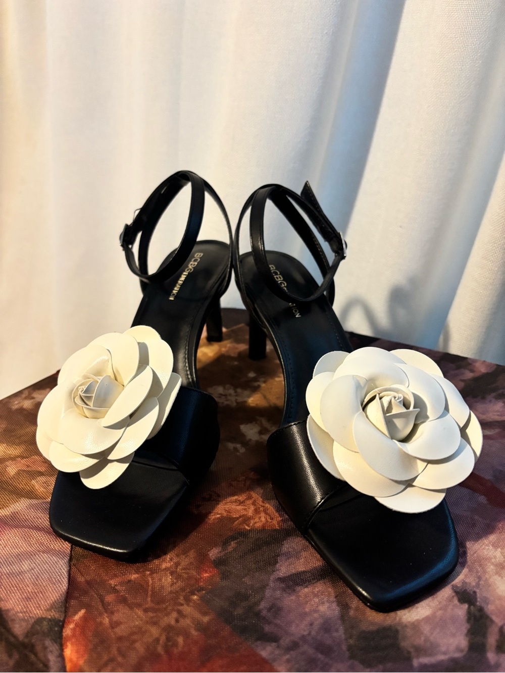 BCBGeneration Toori Ankle Strap Floral High Heel Women's Dress Sandals